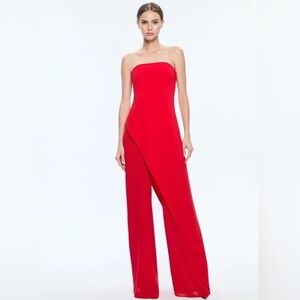 NWT Alice + Olivia Alondra Red Strapless Pant Suit Size 2